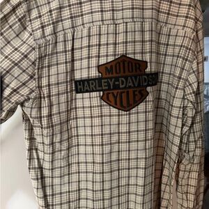 Harley-Davidson Men's Checkered Shirt - Cream and Black